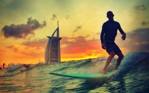 surfing dubai sunset