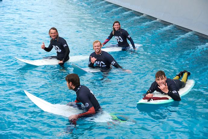 Happy surfers - UK Adaptive Surf team at The Wave, Bristol